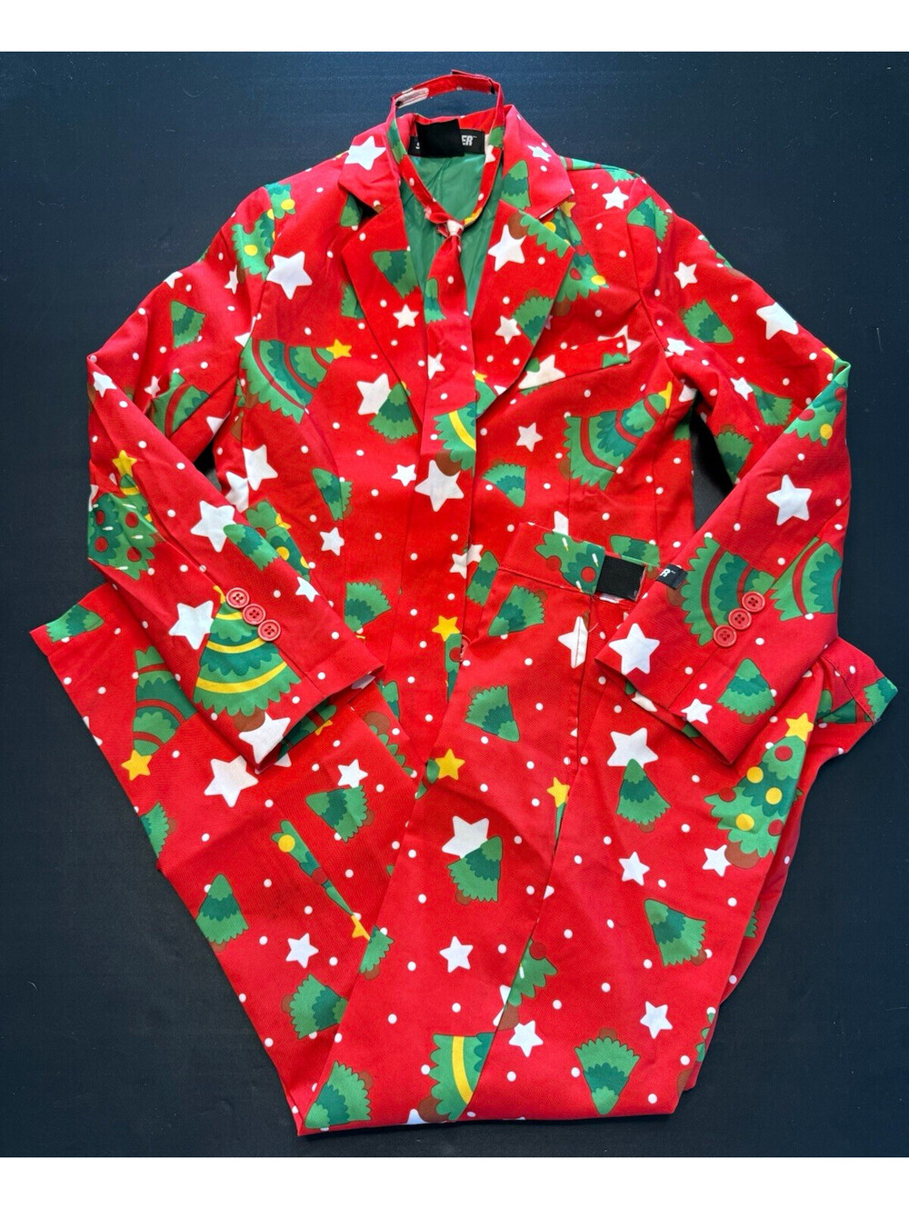 Suitmeister Christmas Tree Print 3-Piece Suit Set Size M Twill Polyester boys
